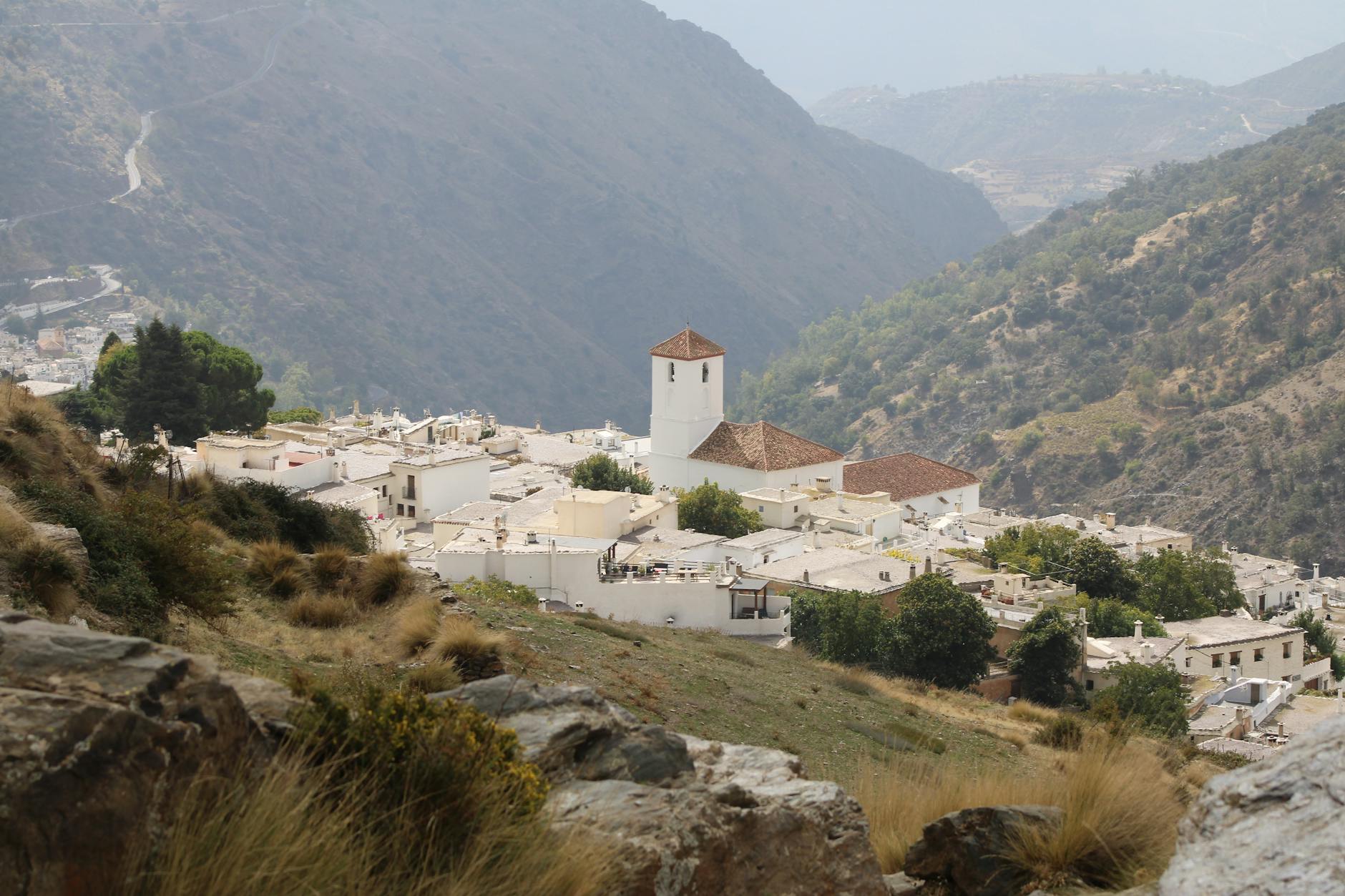 Beautiful view of Capileira village nestled in the Sierra Nevada mountains, Andalusia.
