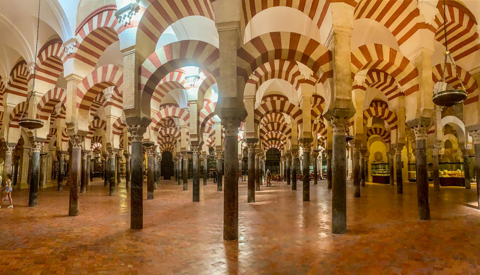 Stunning interior view of the Mosque-Cathedral of Córdoba with iconic arches.