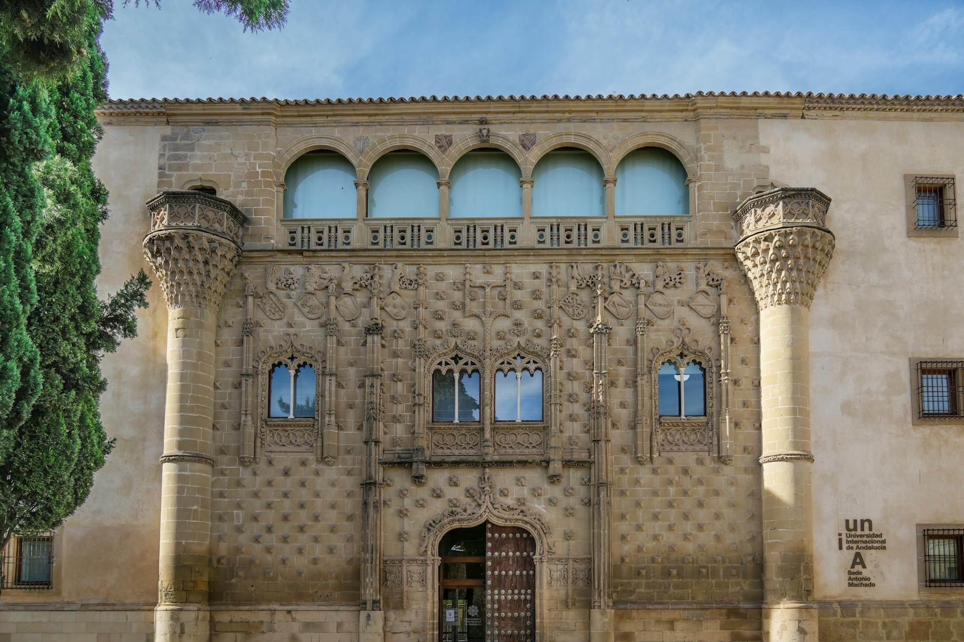 Stunning facade of Renaissance architecture at the University of Baeza in Andalucía, Spain.