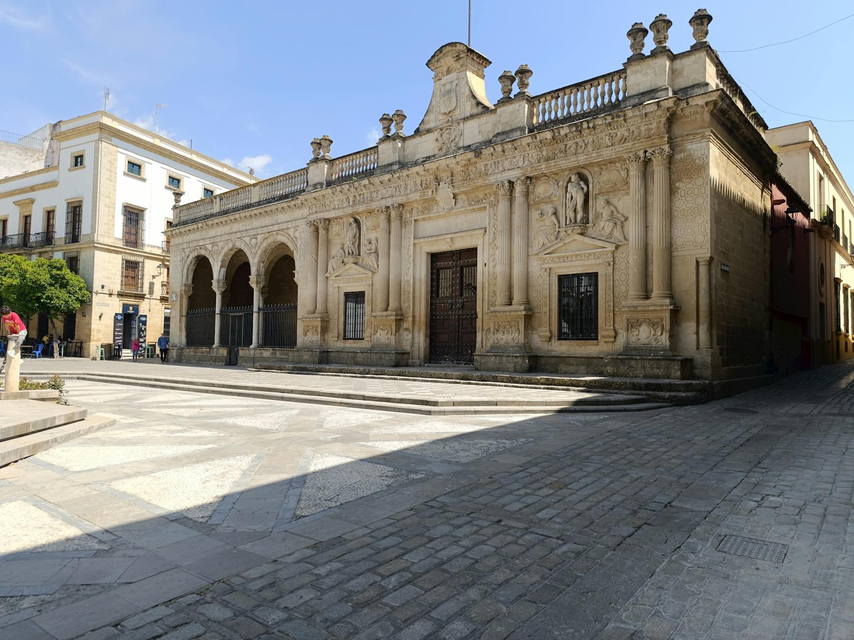 Elegant historical architecture of Jerez de la Frontera in Andalucía with clear skies.